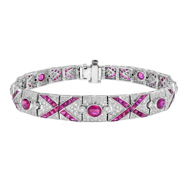 Art Deco Style 9.36ct Ruby and Diamond Bracelet