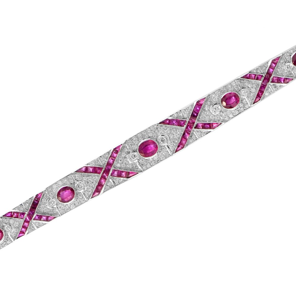 Art Deco Style 9.36ct Ruby and Diamond Bracelet