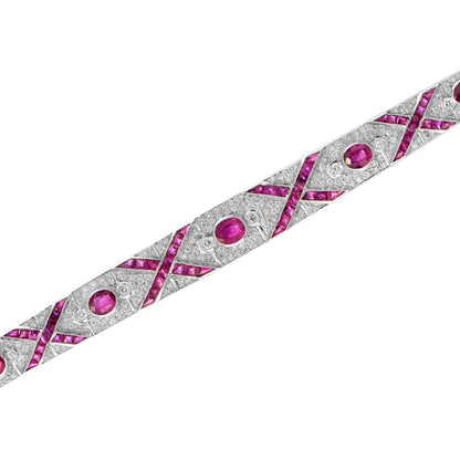 Art Deco Style 9.36ct Ruby and Diamond Bracelet