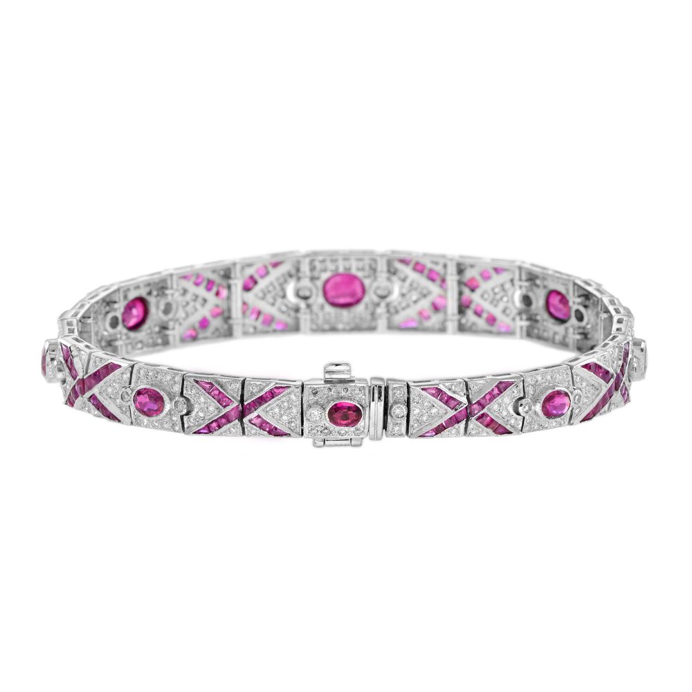 Art Deco Style 9.36ct Ruby and Diamond Bracelet