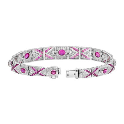 Art Deco Style 9.36ct Ruby and Diamond Bracelet