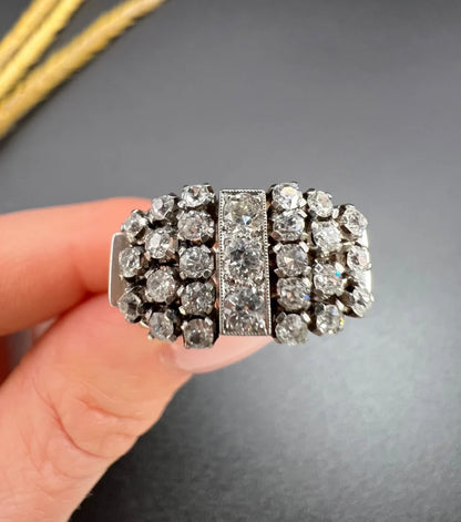 Vintage Diamond Cocktail Ring In 18 Carat White Gold