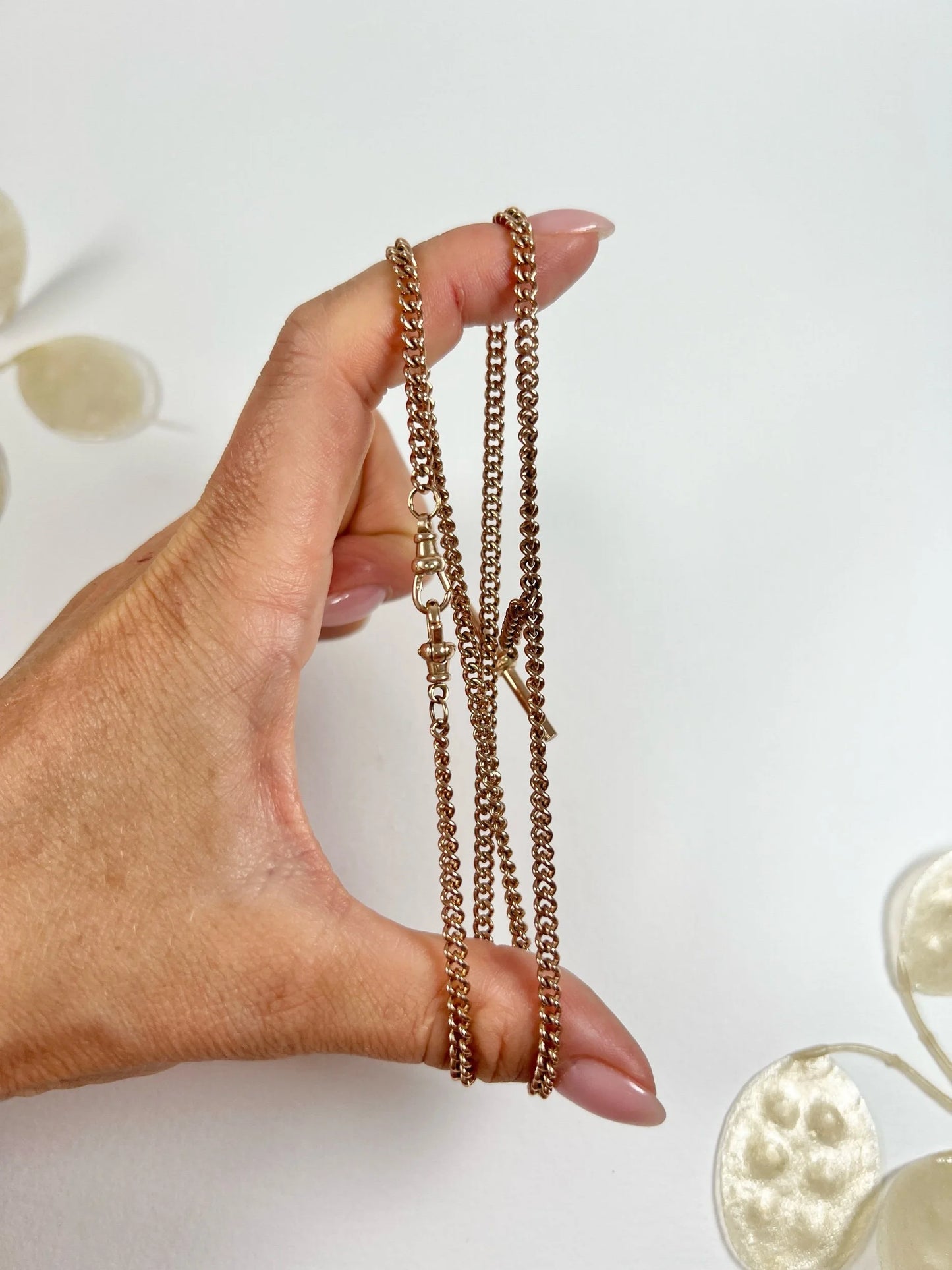Antique 9 Carat Rose Gold Edwardian Link Albert Chain T-bar Necklace