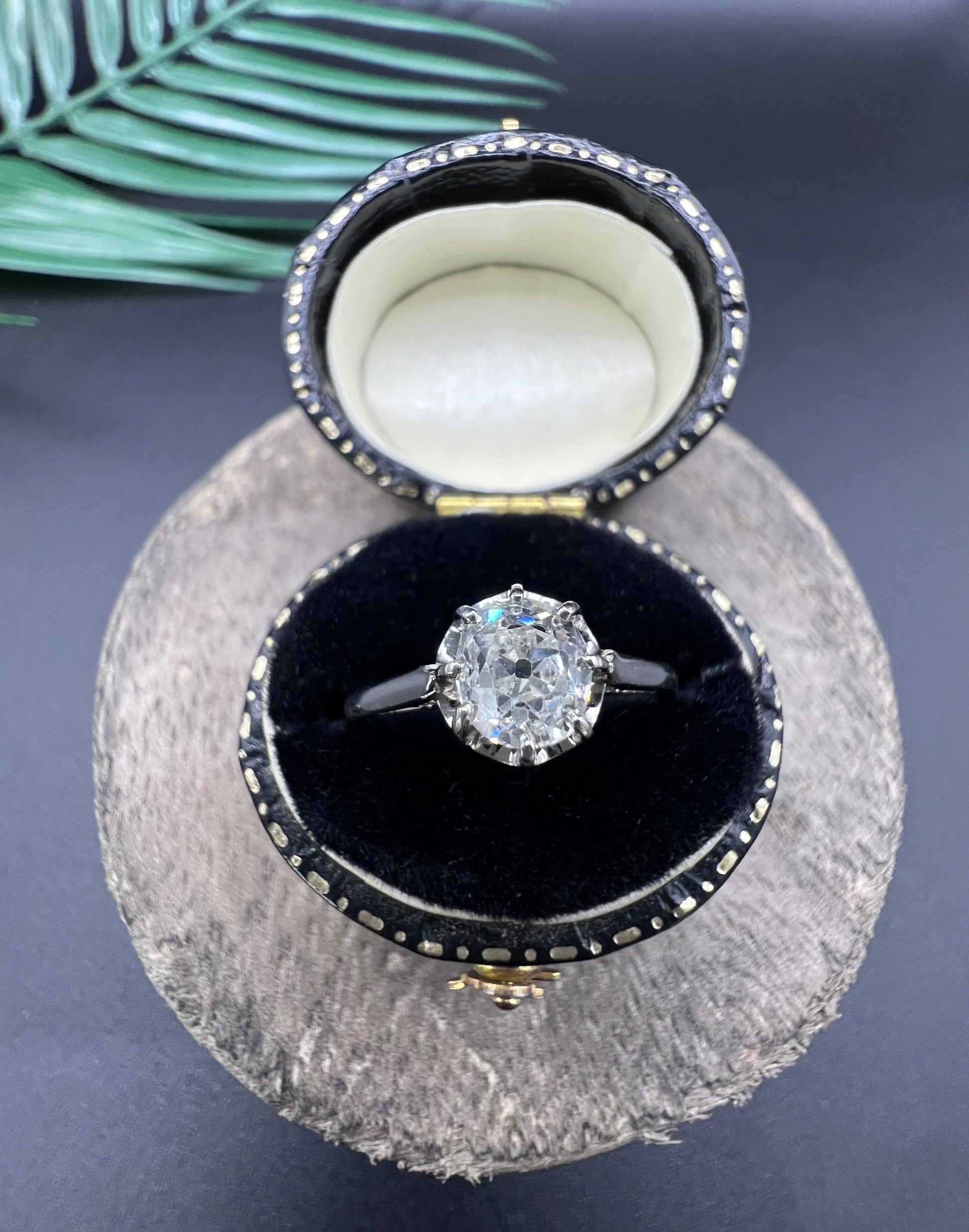 Antique French 18 Carat White Gold and Platinum Single Stone Diamond Ring, 0.70 Carat
