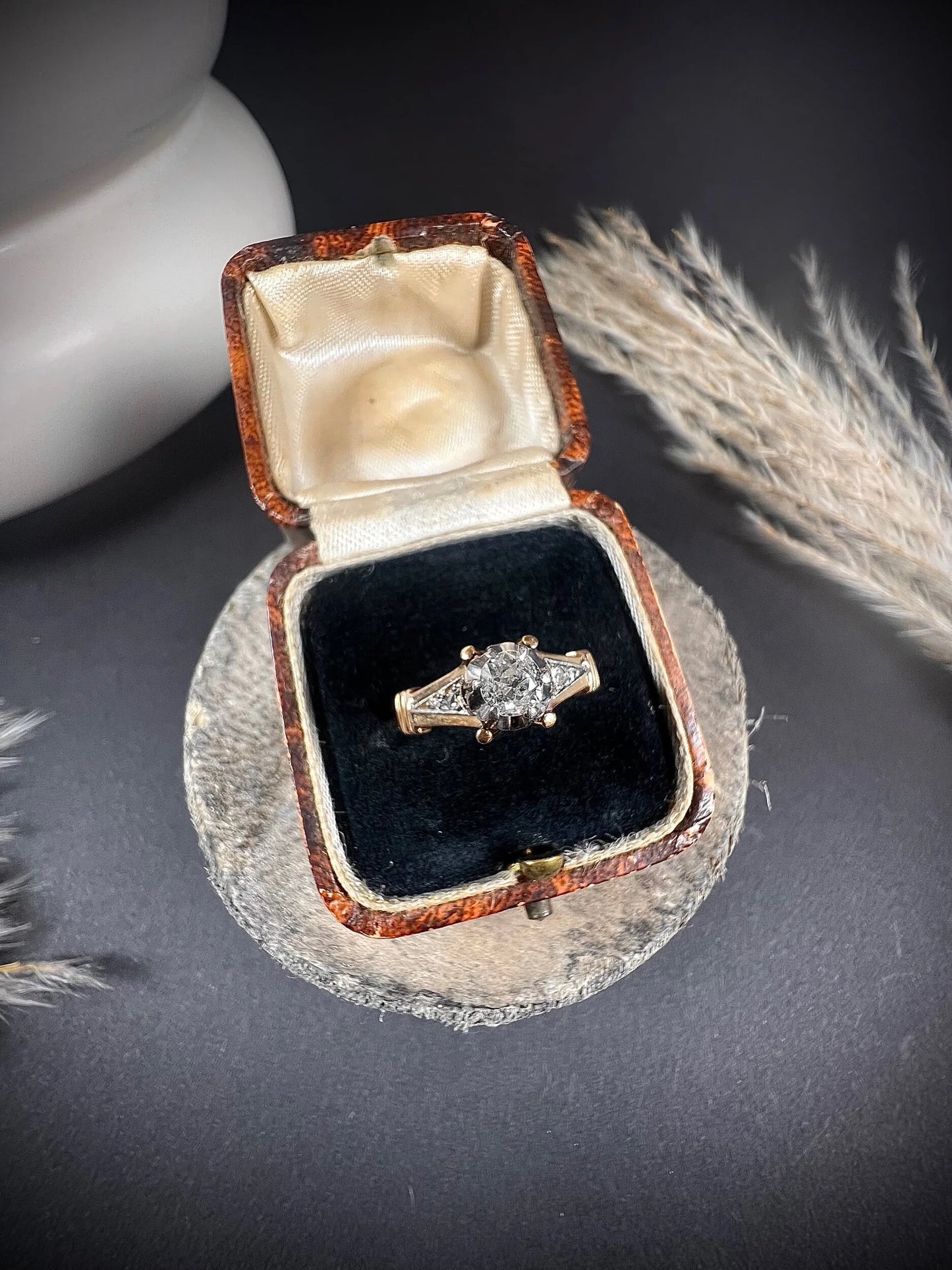 Edwardian 18 Carat Gold and Platinum Single Stone Diamond Engagement Ring