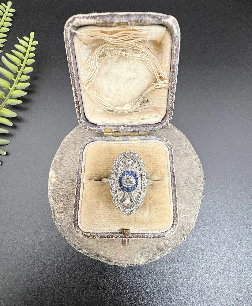 Antique Edwardian Sapphire and Diamond Panel Dress Ring