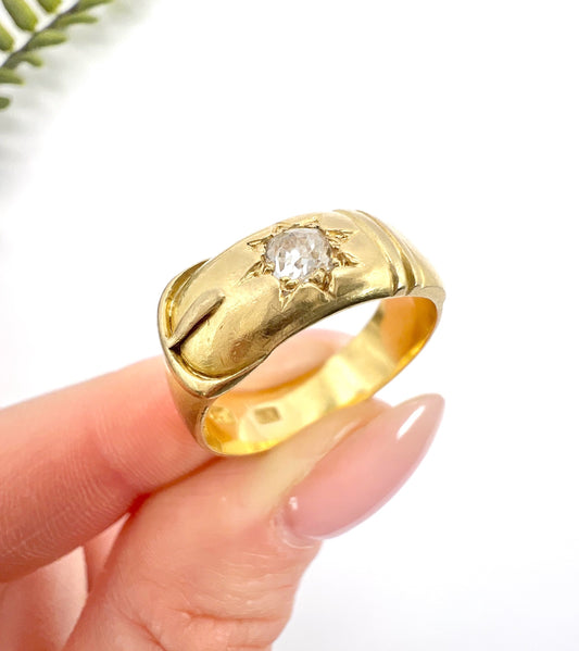 Antique 18 Carat Yellow Gold Edwardian Star Set Diamond Buckle/Belt Ring