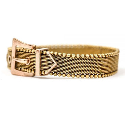 Antique Victorian Gold Mesh Belt Buckle Bracelet circa 1880