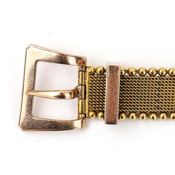 Antique Victorian Gold Mesh Belt Buckle Bracelet circa 1880