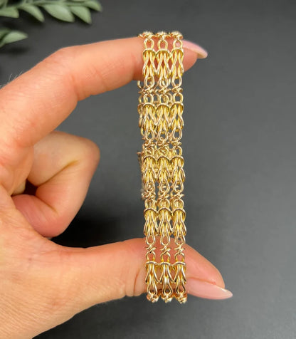 Antique 15ct Yellow Gold Lovers Knot Fancy Link Gate Bracelet