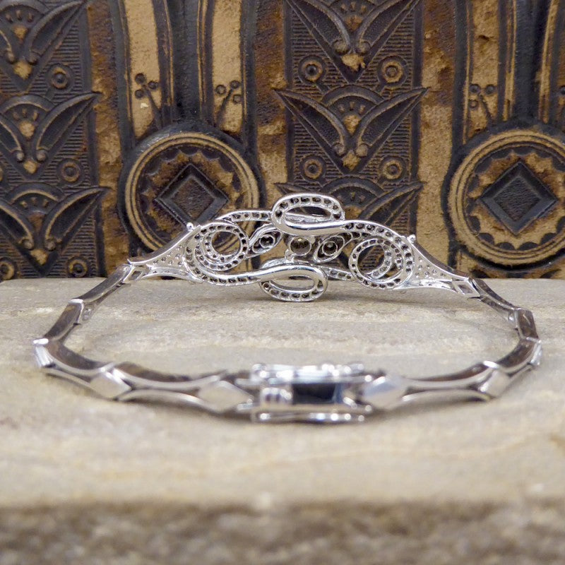 Contemporary Diamond Set Double Snake Bracelet