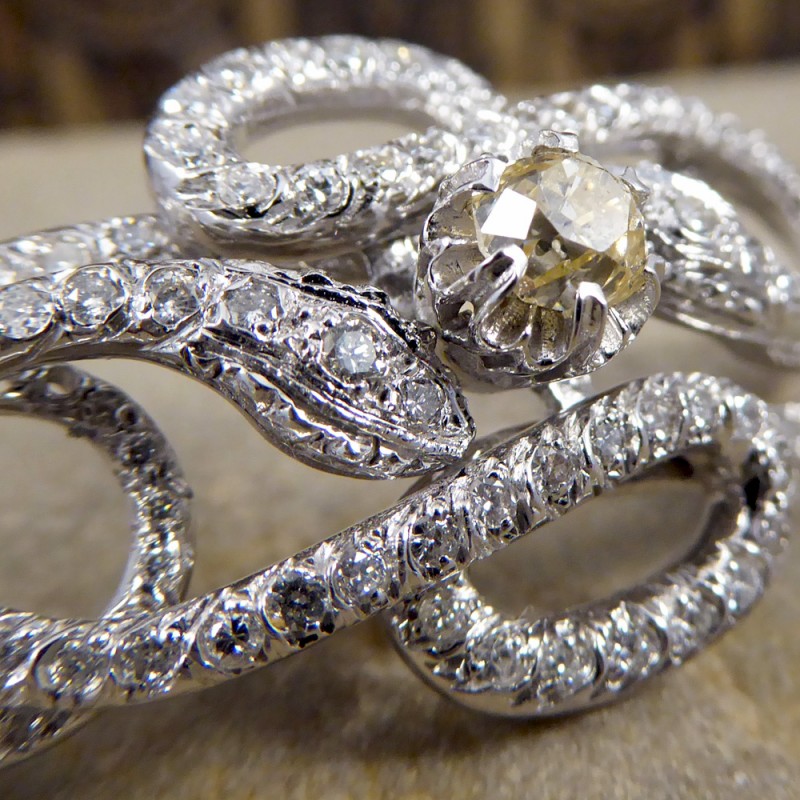 Contemporary Diamond Set Double Snake Bracelet