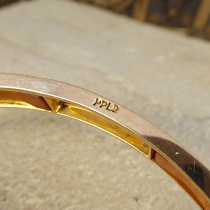 Antique Edwardian Panelled Cornelian Rose Gold Bangle