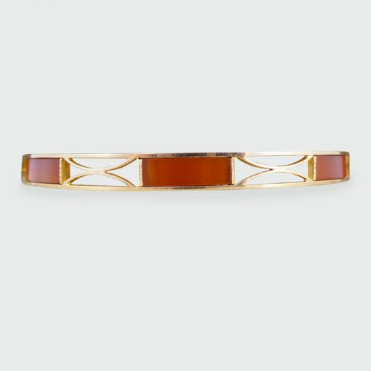 Antique Edwardian Panelled Cornelian Rose Gold Bangle