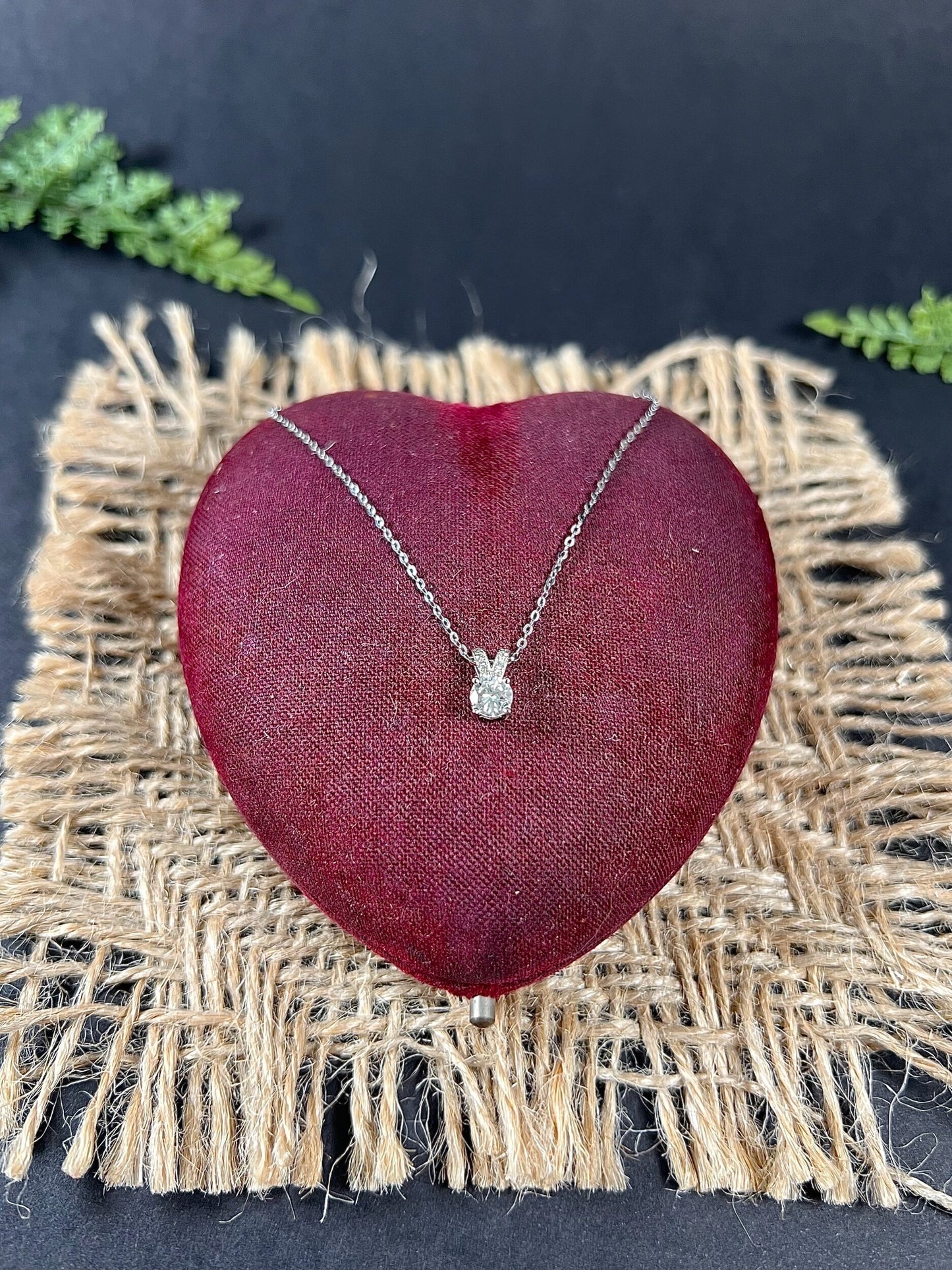 Vintage 18 ct White Gold, 1940's Diamond Pendant Necklace With Modern Trace Link Chain
