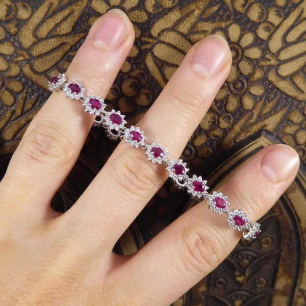 Ruby and Diamond Cluster Bracelet