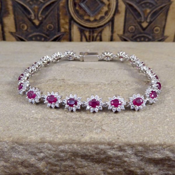 Ruby and Diamond Cluster Bracelet