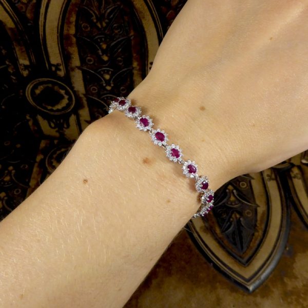 Ruby and Diamond Cluster Bracelet