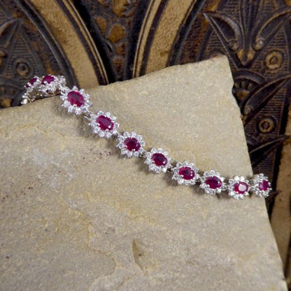 Ruby and Diamond Cluster Bracelet