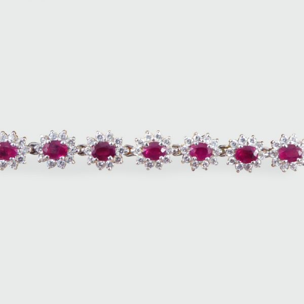 Ruby and Diamond Cluster Bracelet