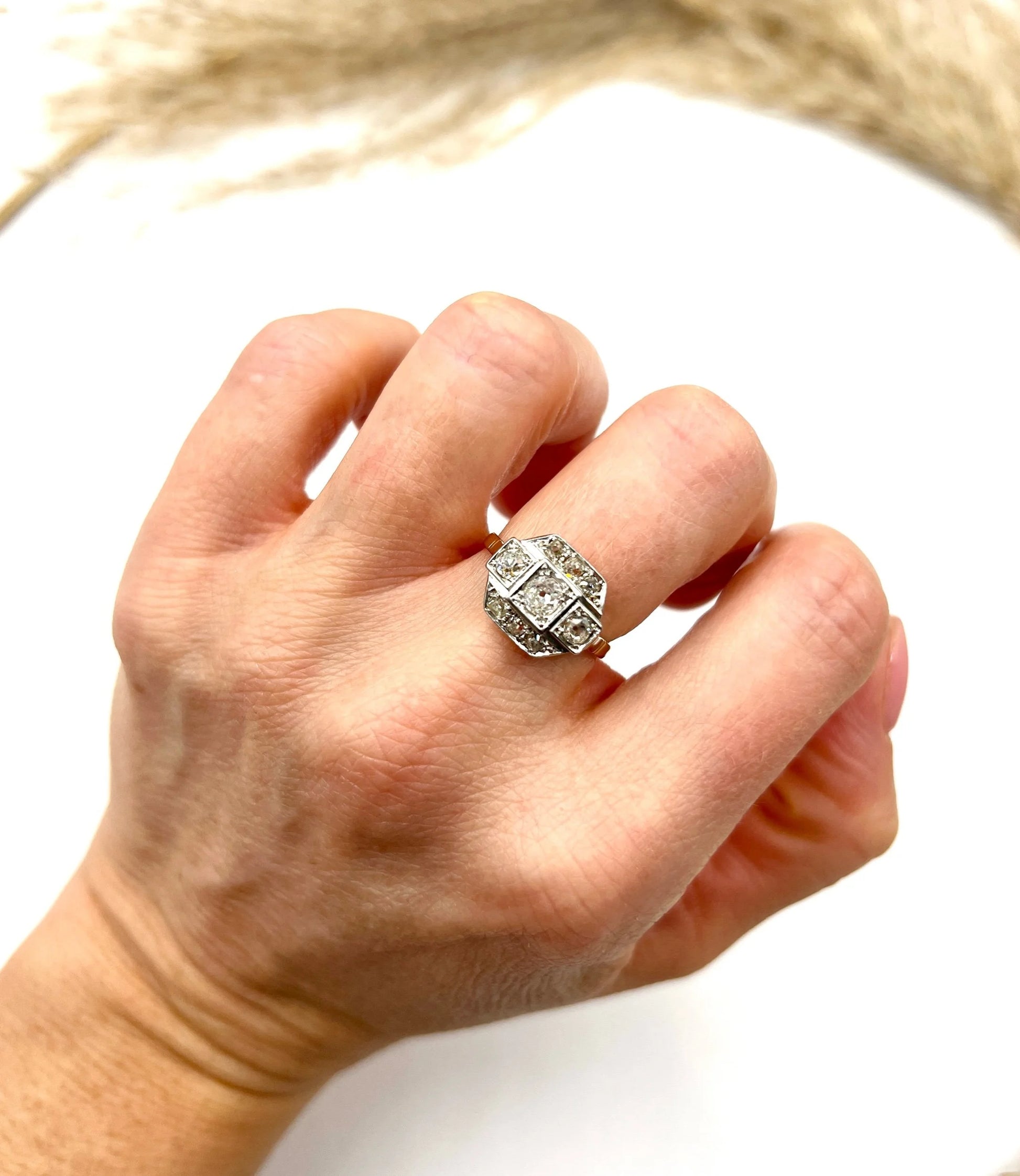 Antique 18 ct Gold And Platinum, 1920's Art Deco Diamond Engagement Ring