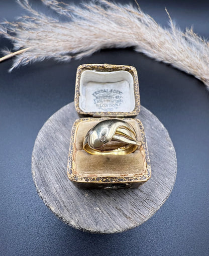 Edwardian 18 Carat Yellow Gold Diamond Snake Ring, Hallmarked Chester 1903