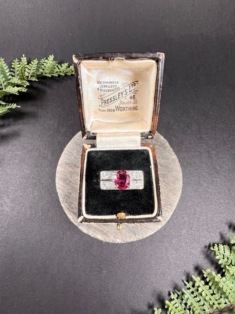 Vintage Diamond And Ruby Cocktail Ring In 18 Carat White Gold