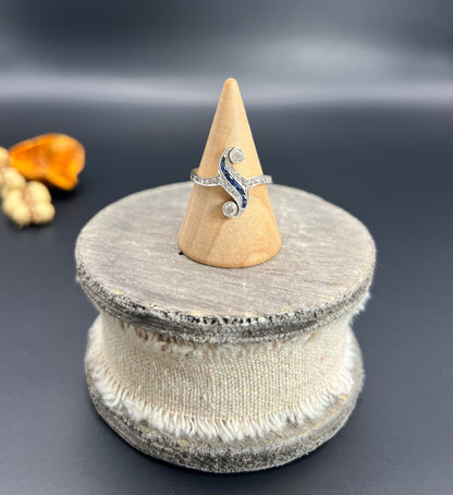 Antique Art Deco 18 Carat Gold And Platinum Sapphire Diamond Swirl Ring