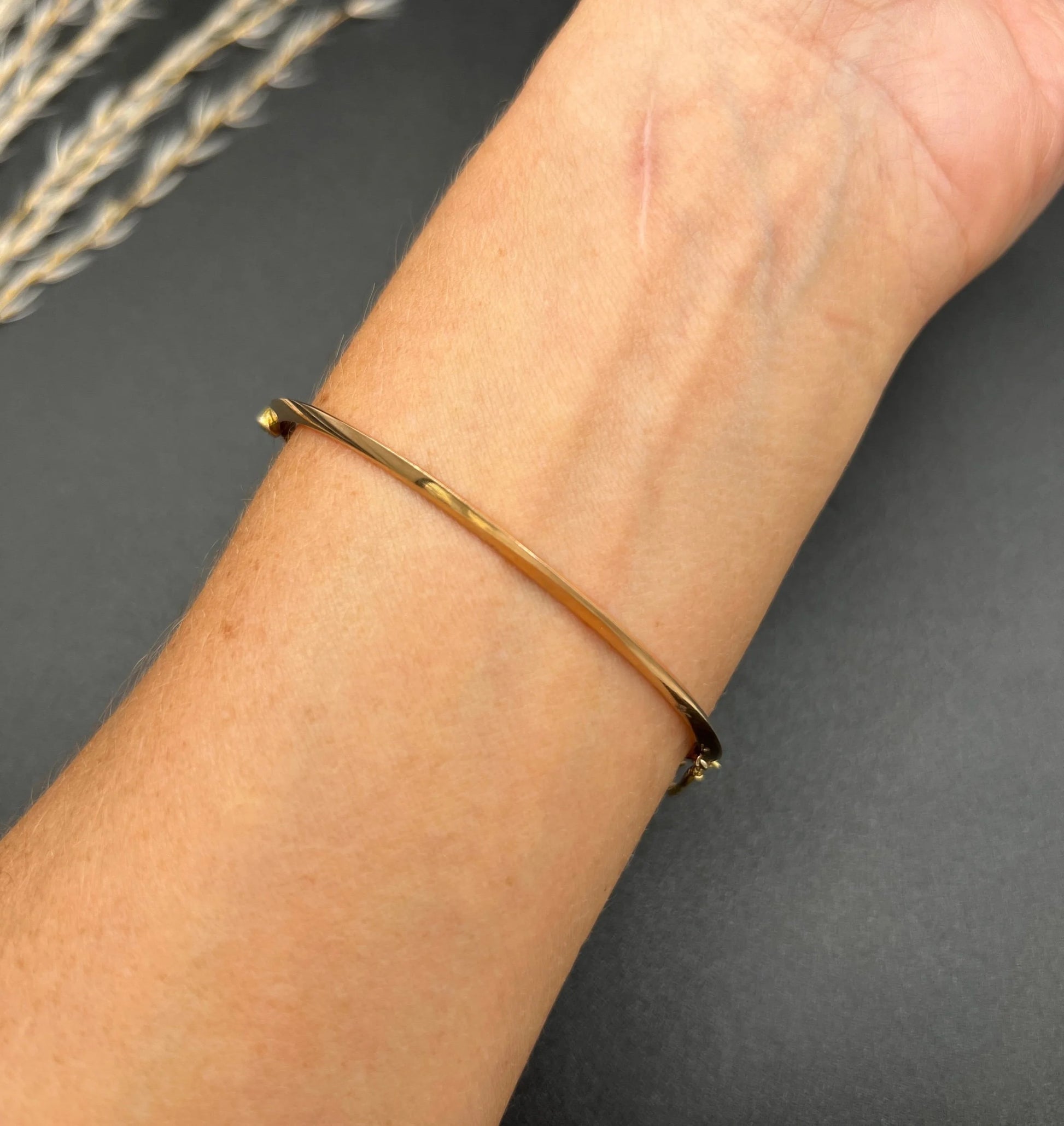 Antique 9 ct Gold Edwardian Citrine Heart, Knife Edge Bangle