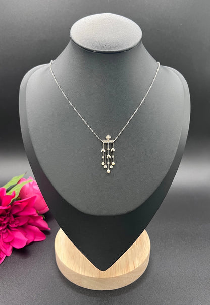 Antique 18ct Gold & Platinum, Edwardian Diamond and Pearl Pendant Necklace
