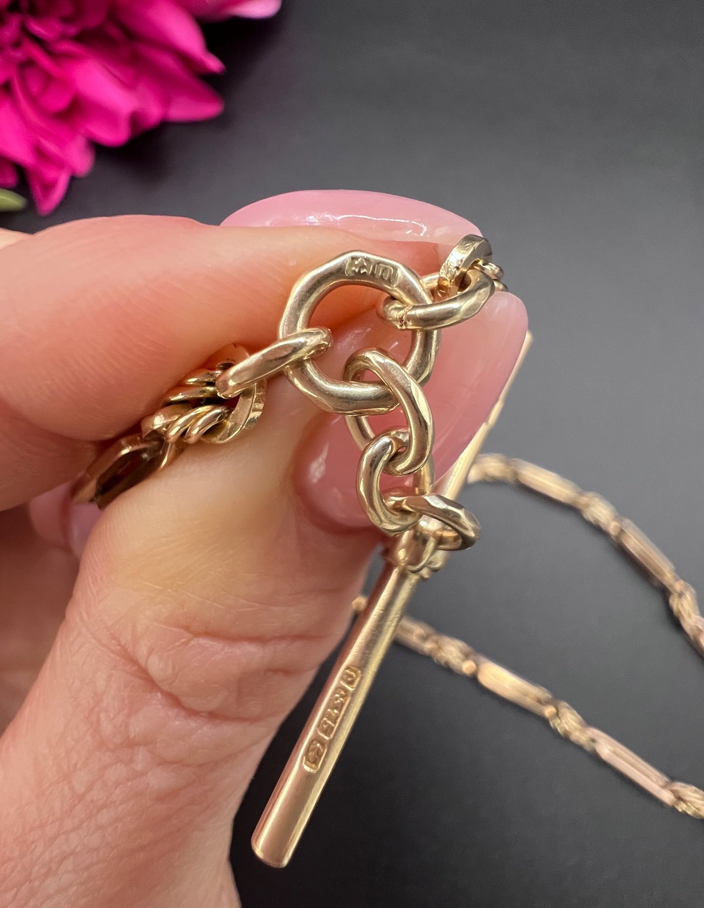 Antique 9ct Yellow Gold, Albert Chain Necklace: Edwardian Fancy Paperclip Link