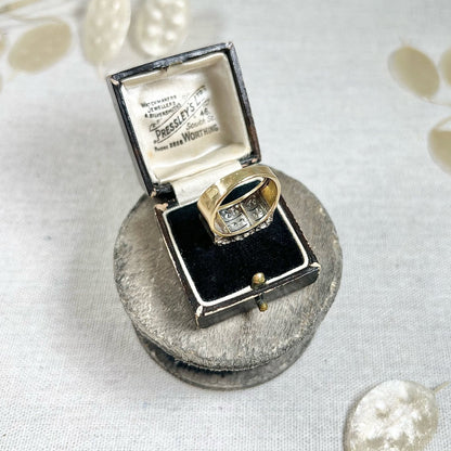 Vintage French 1940s Diamond Cocktail Tank Ring