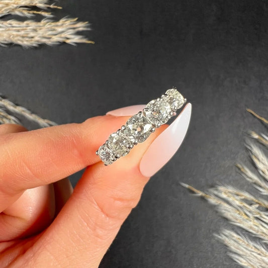 Vintage 18 Carat White Gold 1.75 Carat Five Stone Diamond Engagement Ring