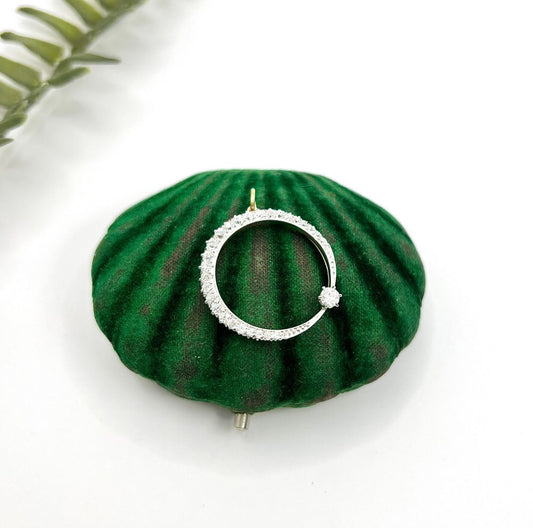 Antique Edwardian Diamond Crescent Moon Pendant In 18 Carat White Gold