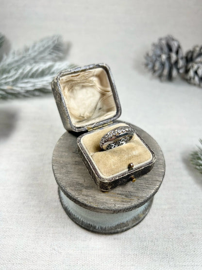 Vintage Platinum Old Cut Diamond Full Eternity Band Ring, Circa 1940