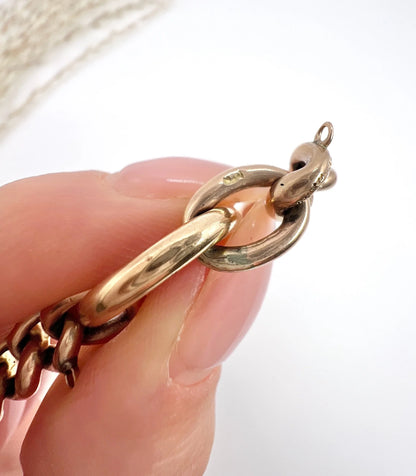 Edwardian 9 Carat Rose Gold Night and Day Floral Curb Bracelet with Large Bolt Ring