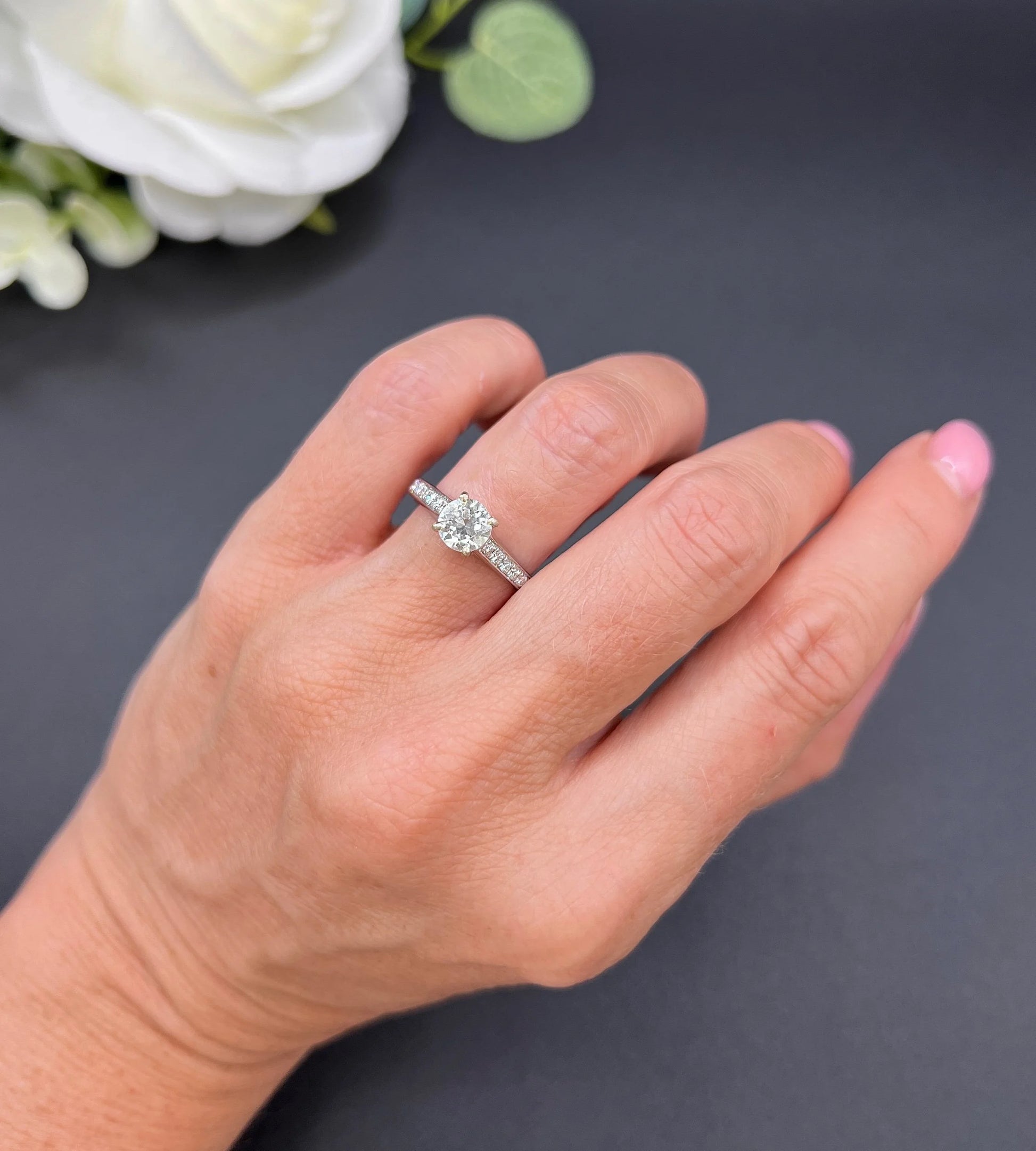 Vintage Platinum, 1930s 0.89 Carat Diamond Engagement Ring