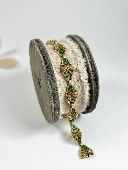 Antique 18 Carat Yellow Gold Bracelet With Rubies And Enamel