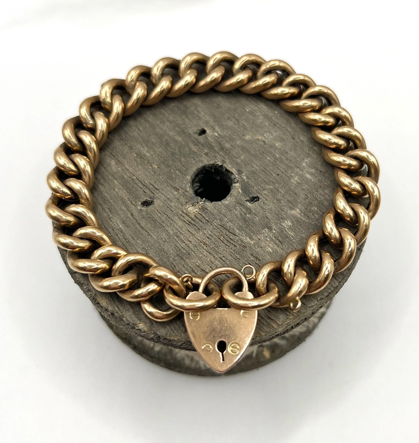Antique 9 Carat Edwardian Rose Gold Curb Bracelet