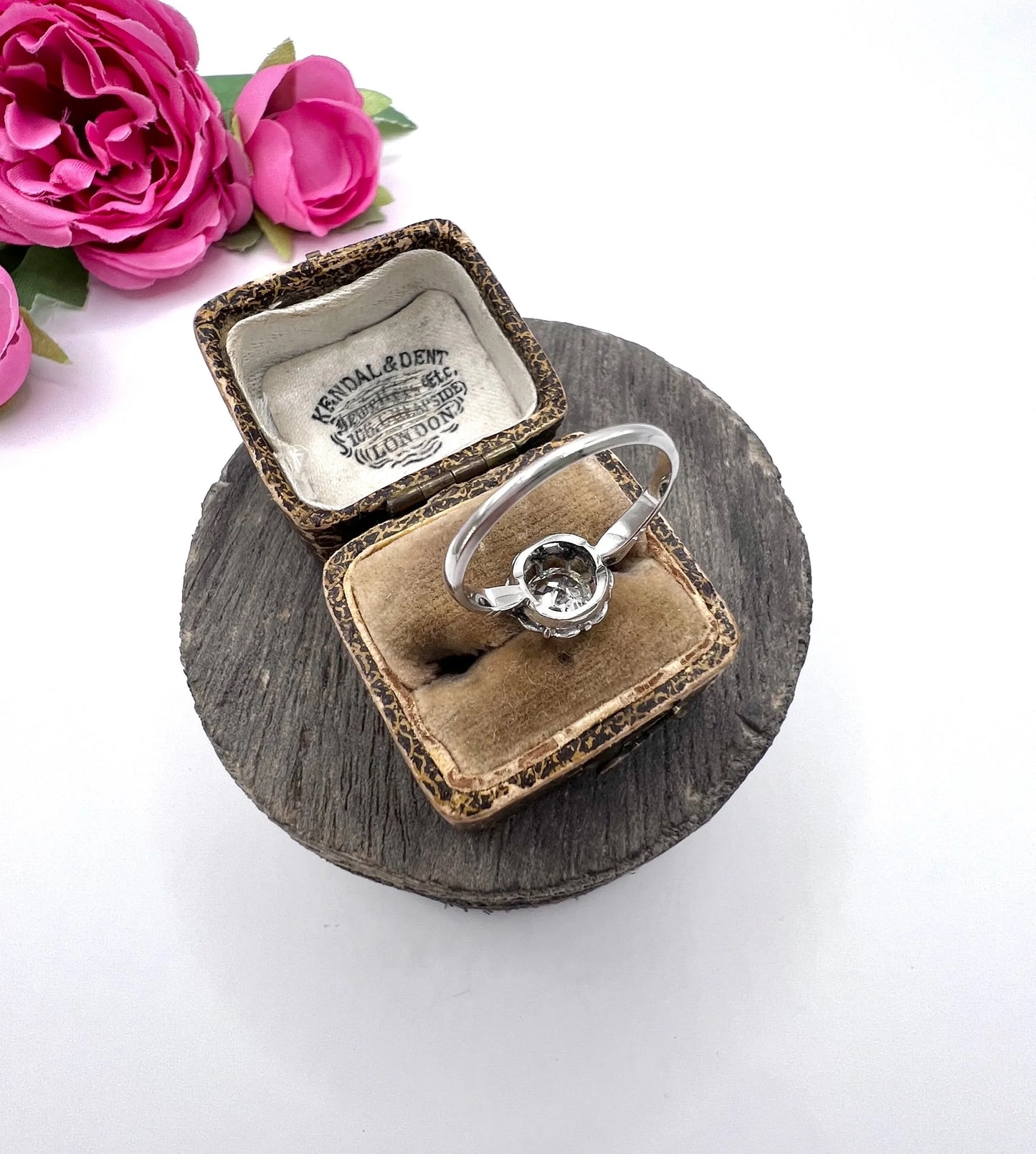 A solitaire diamond ring in platinum