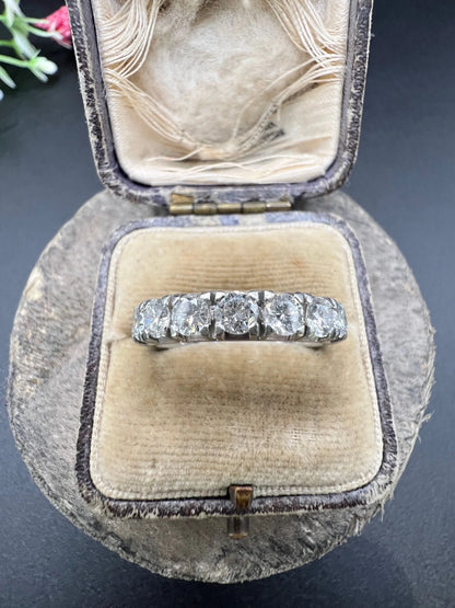 Vintage Platinum Diamond Full Eternity Band Ring, 2.70 Carats, Circa 1940