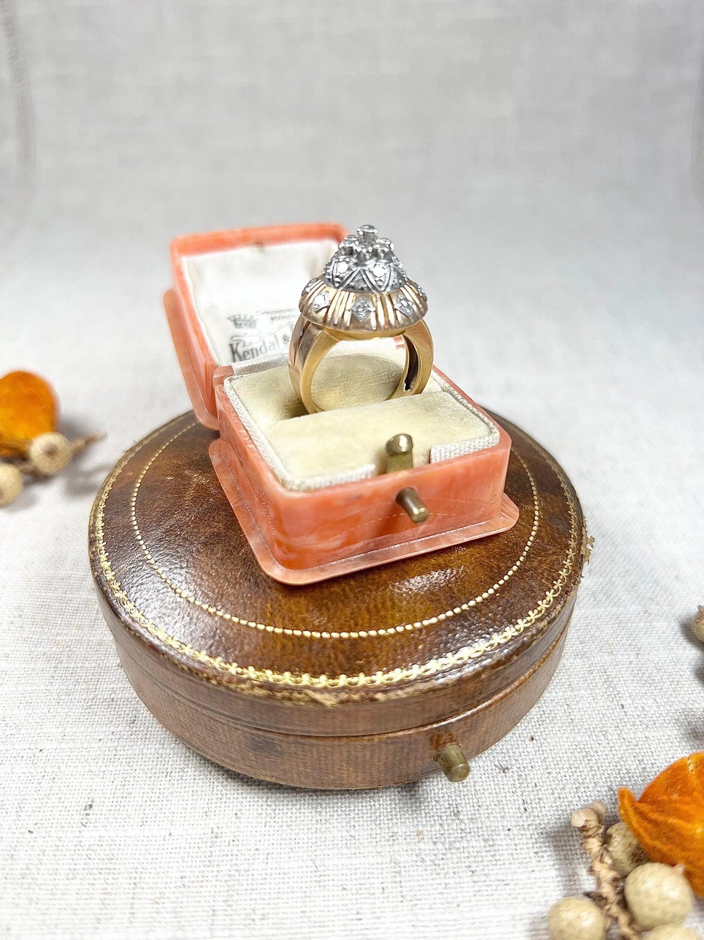 Vintage 1960's 18 Carat Gold, Tiered Dome Shaped, Diamond Cocktail Ring