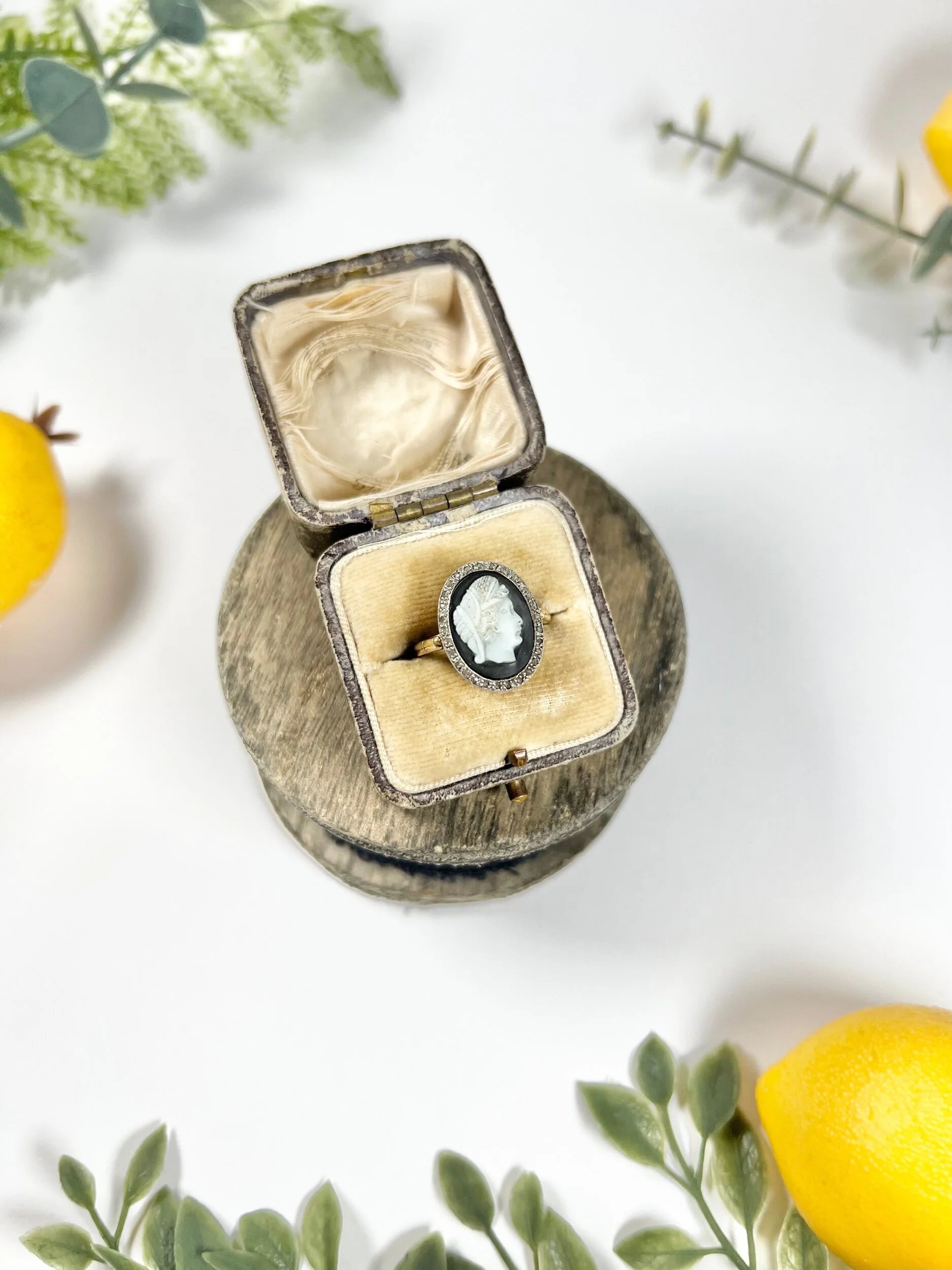 Victorian 18 Carat Gold Diamond and Hardstone Cameo Portrait Ring, Circa 1880