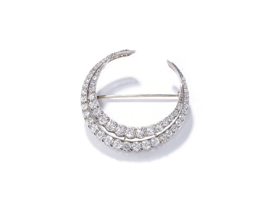 Antique Victorian Diamond Crescent Brooch