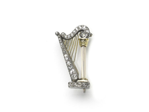 Antique Victorian Diamond Harp Brooch