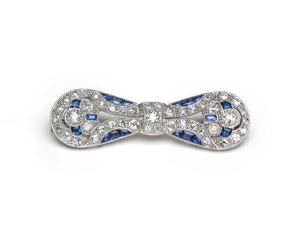Antique Art Deco Sapphire and Diamond Brooch