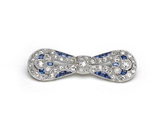 Antique Art Deco Sapphire and Diamond Brooch