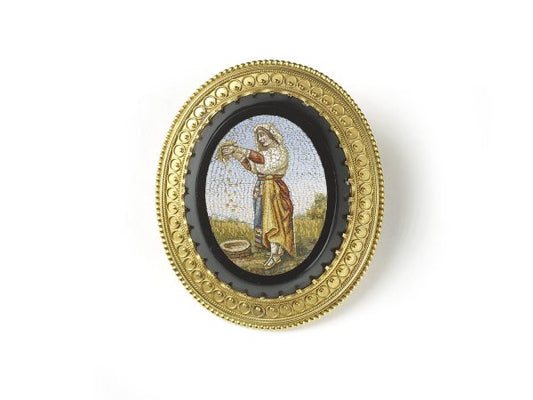Antique Victorian Micromosaic Brooch