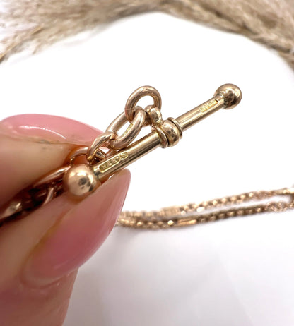 Edwardian Antique 9ct Rose Gold Paperclip Link Albert Chain Necklace