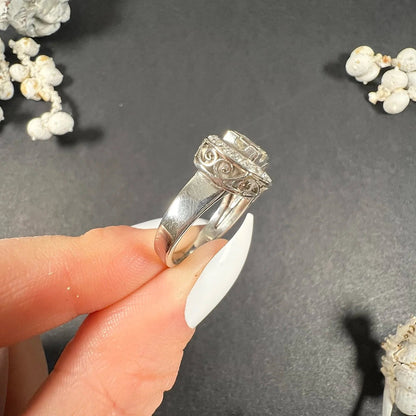 Vintage Emerald Cut Diamond Set Belt Buckle Ring